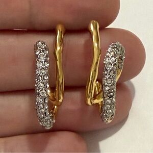 Earrings Twisted Curly Mixed Metals Two Tone CZ Alexis Bittar Solanales JA15